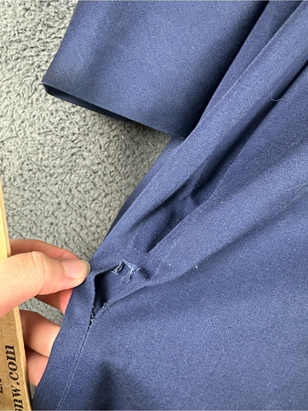 Vintage Aquascutum Aqua 5 Trench Coat Navy Blue Red Collar Made in Canada flaw - Picture 9 of 10